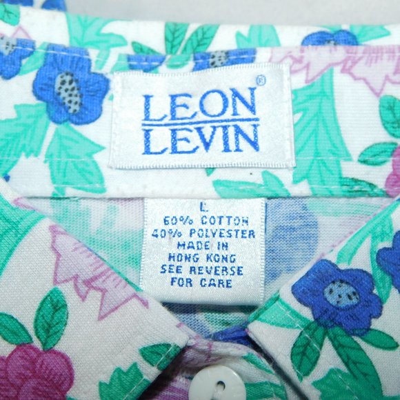 Leon Levin Womens L Long Sleeve floral Polo shirt - Picture 4 of 8